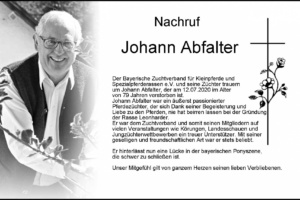 Wir trauern um Johann Abfalter